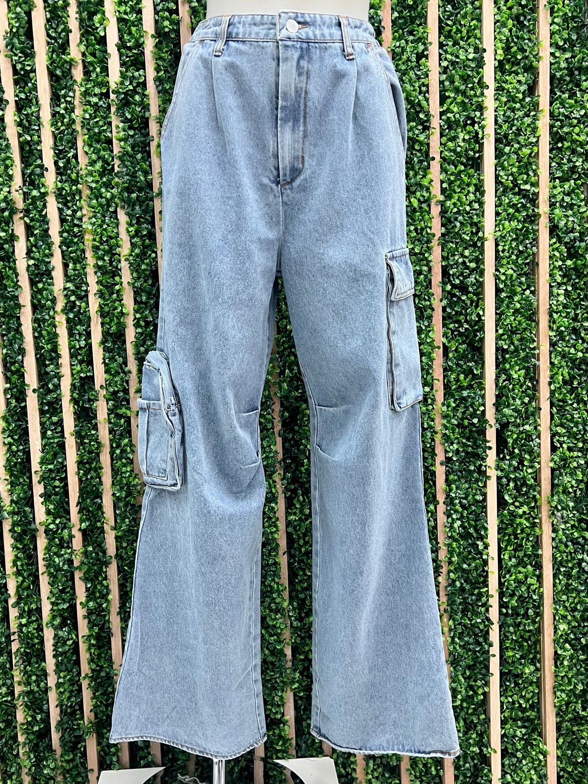 High Waist Denim Cargo Pant