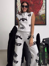 Eyes Knit Pant Set