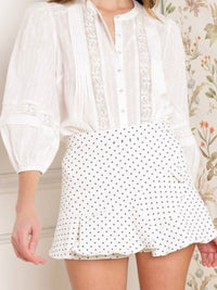 Ivory Black Dots Ruffled Skort