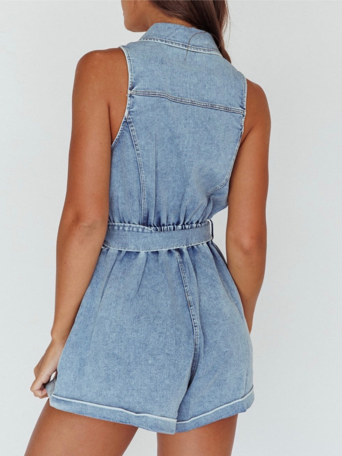 Collared Light Denim Romper