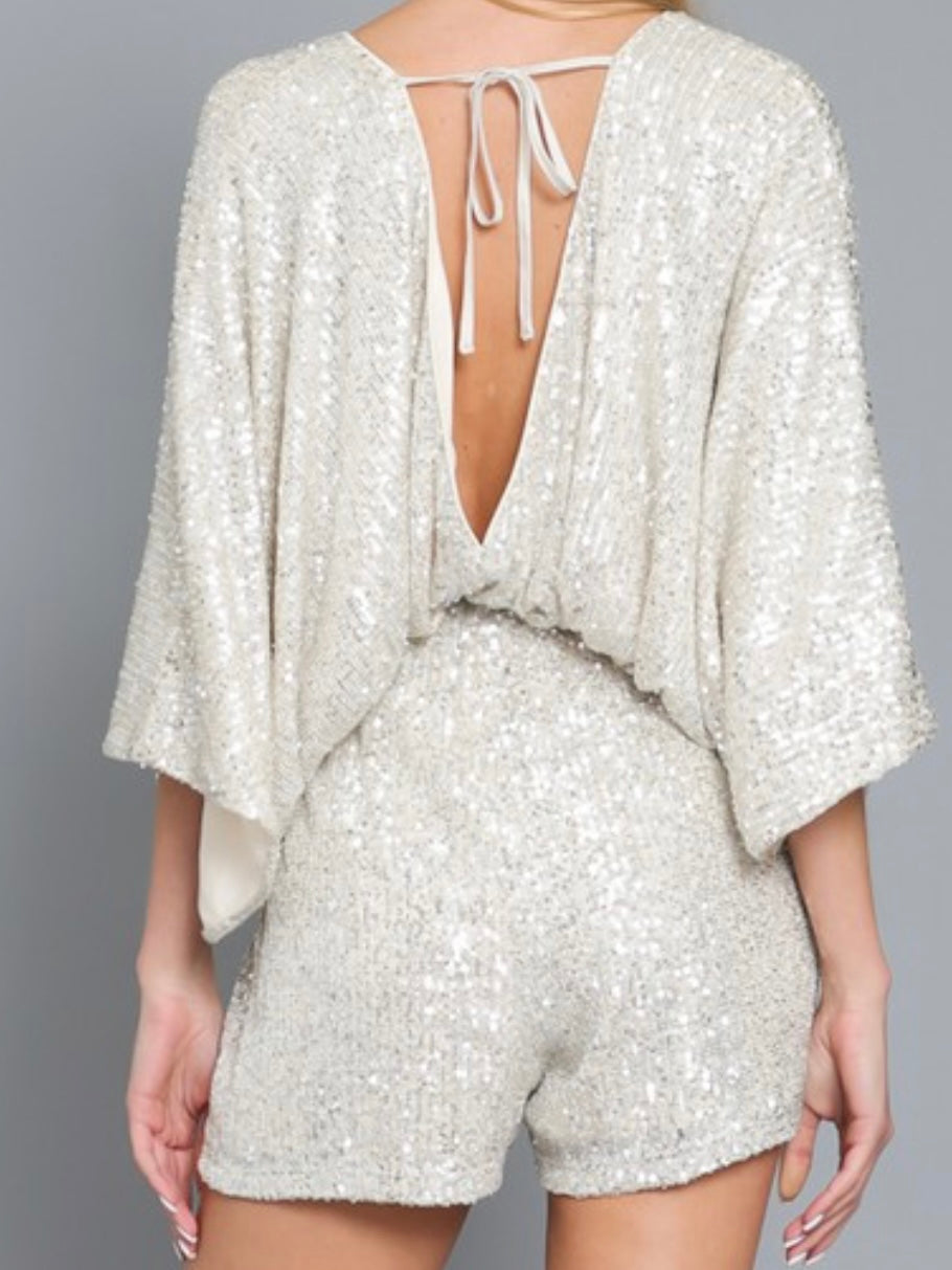 Silver Nude kimono Romper