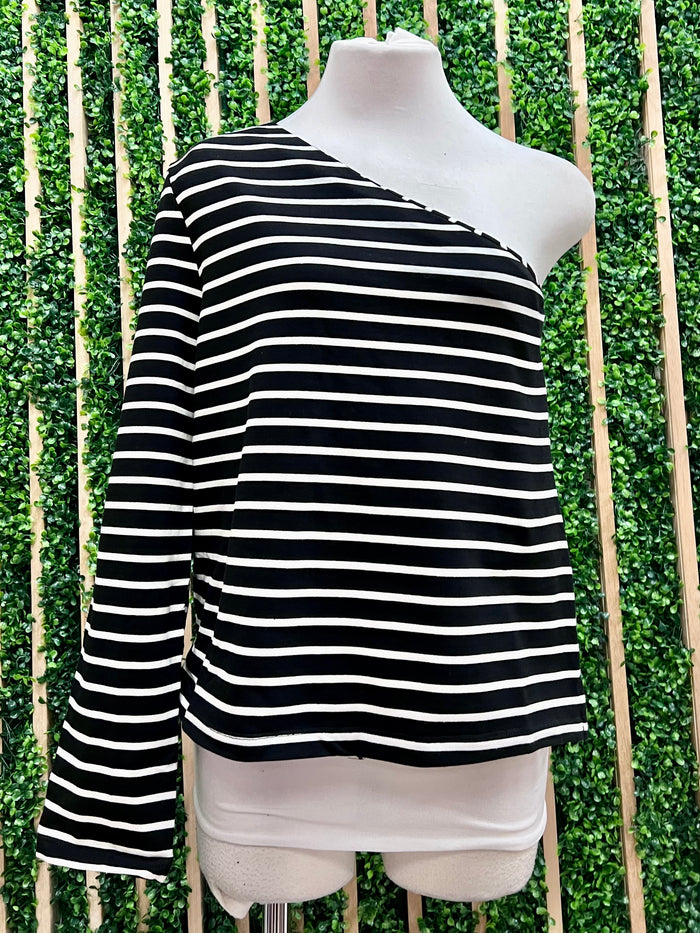 Striped One Shoulder Top