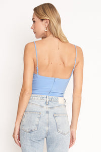 Sky Blue Draped Bustier Cami Top