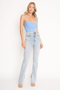 Sky Blue Draped Bustier Cami Top
