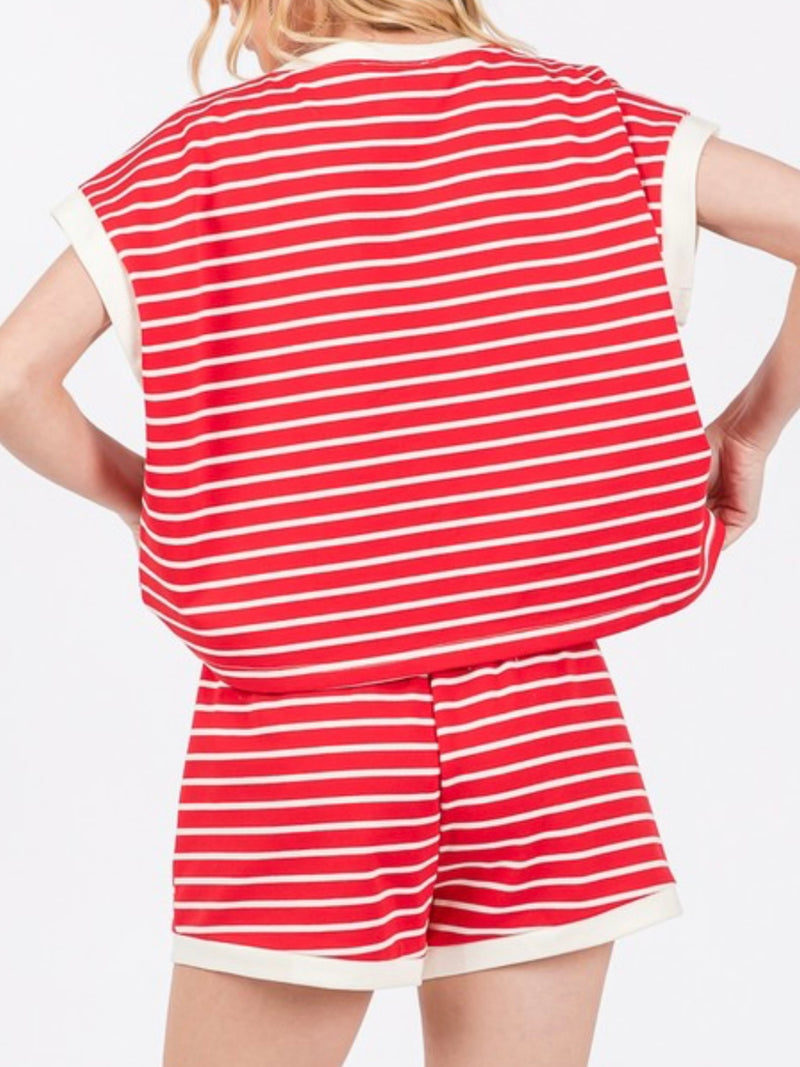 Striped Terry Short Pant Set