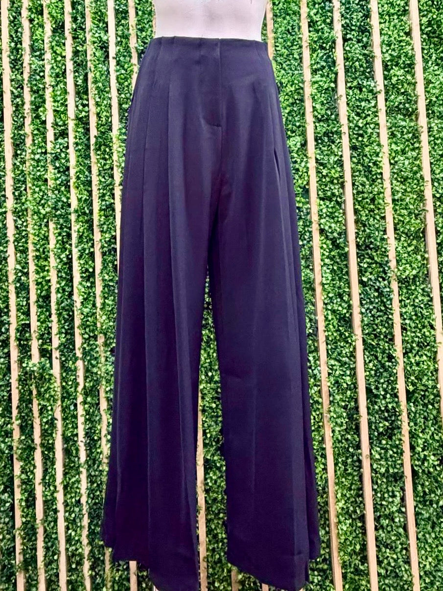 Pleat Detail High Waist Wide Leg Pants