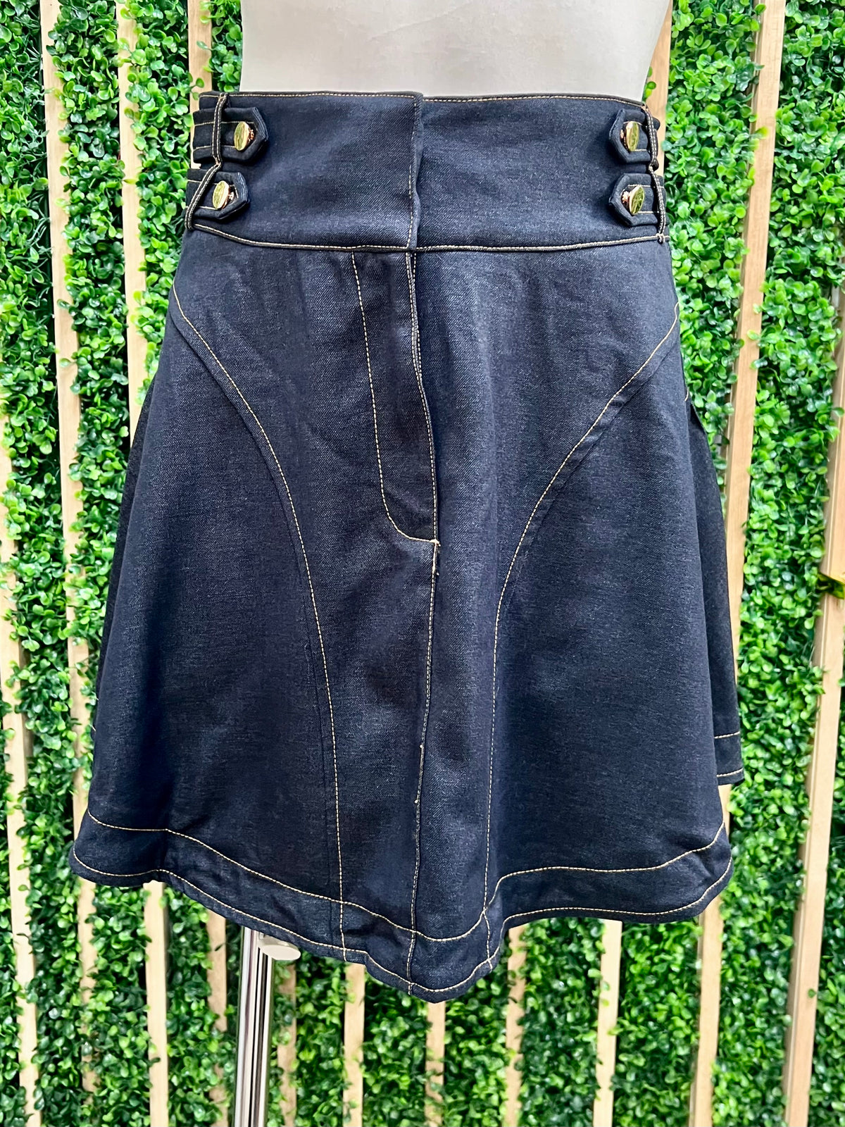 Stretch Denim A Line Short Skirt