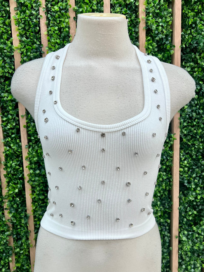 Rhinestone Detail Tank Top Basic