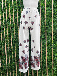 White Beautiful Boho Print Wide Leg Pant