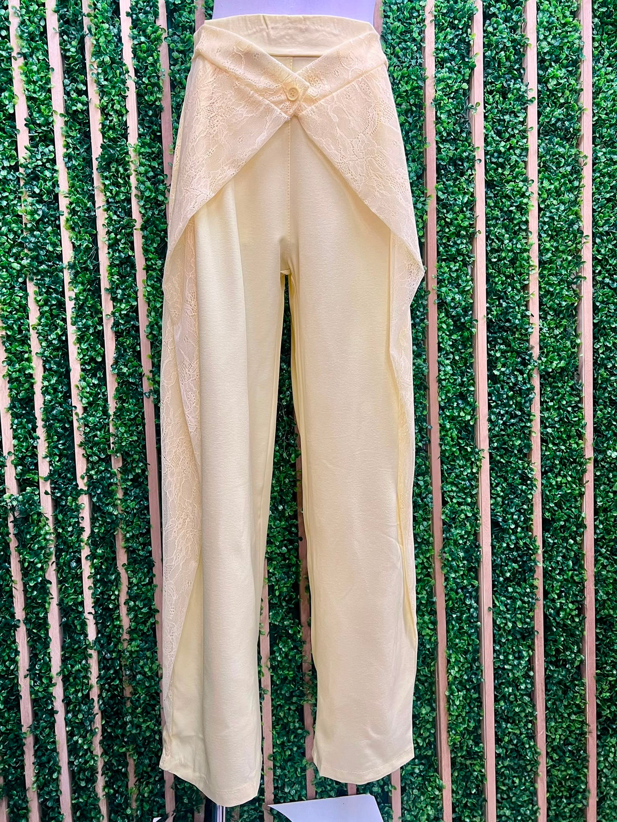 Lace Overlay Dressy Barrel-Leg Pants
