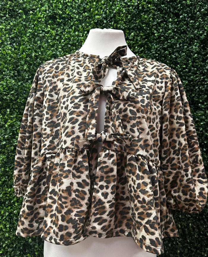 Leopard Print front Button Detail Blouse