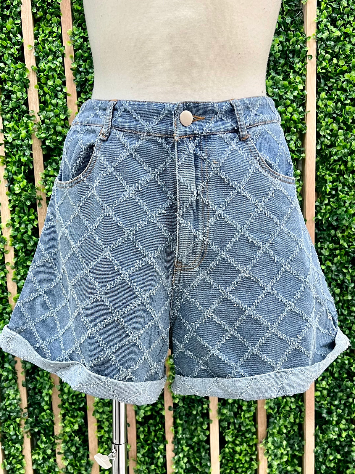 Textured Denim Short