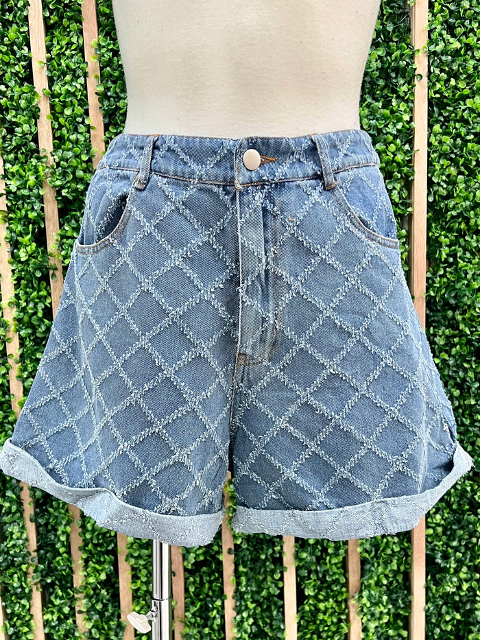 Textured Denim Short