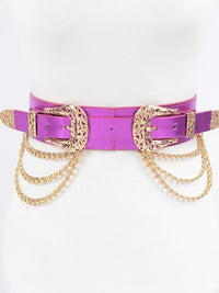 Metallic Double Buckle Chain Belt