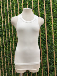 High Neck Ribbed Full Tank Top