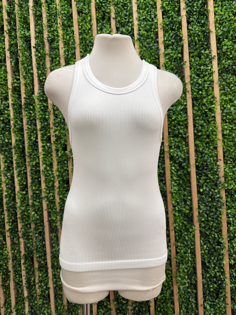 High Neck Ribbed Full Tank Top