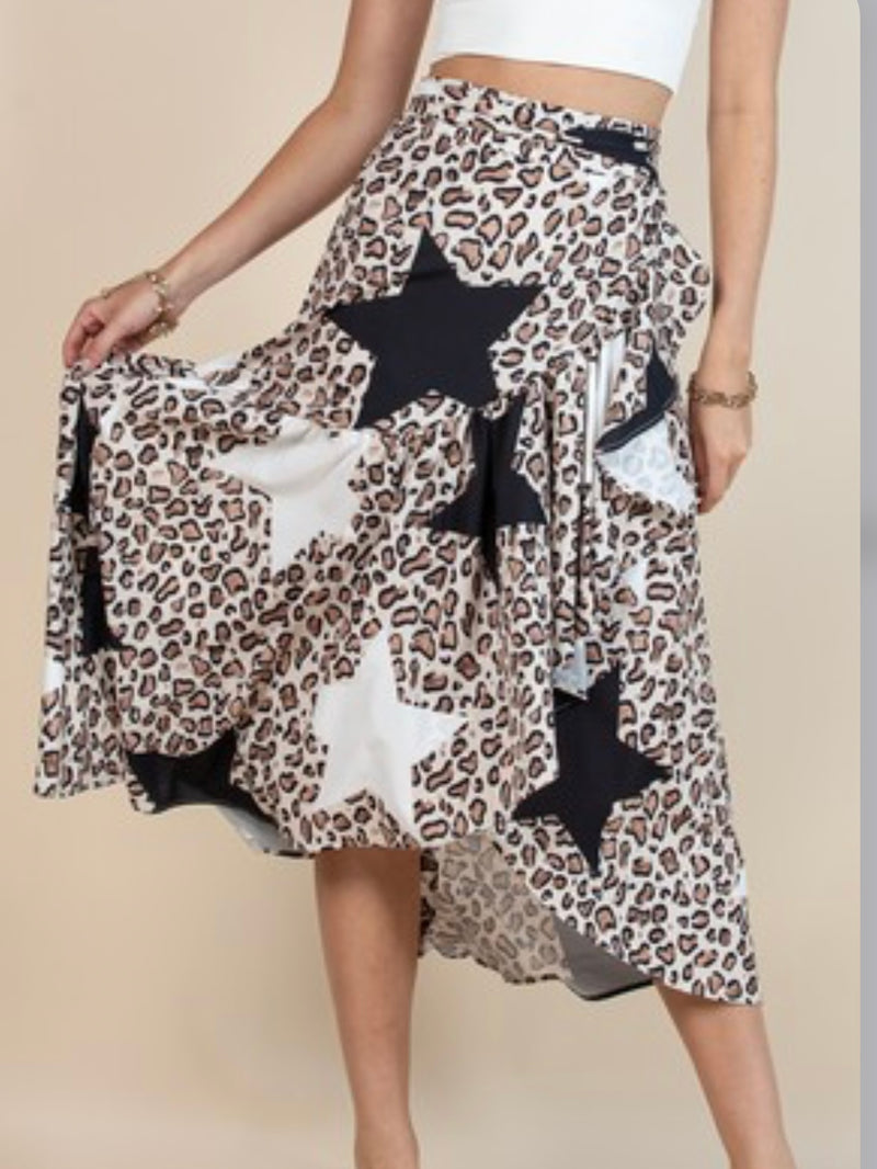 Animal Print Wrap Skirt