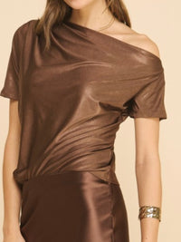 Metallic Off Shoulder Short Sleeve Top