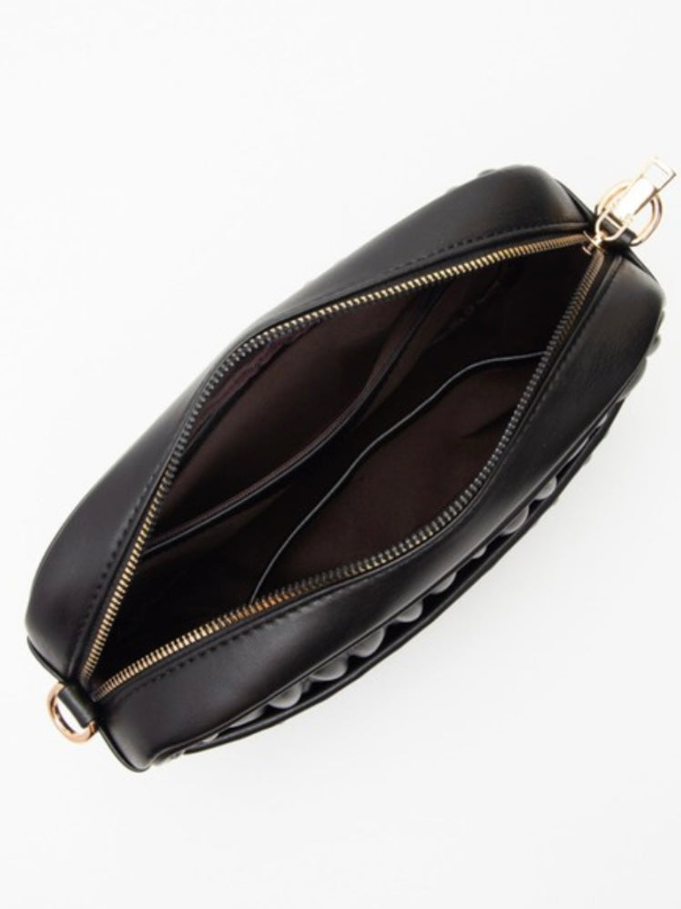 Textured Crossbody Bag with Chain Strap