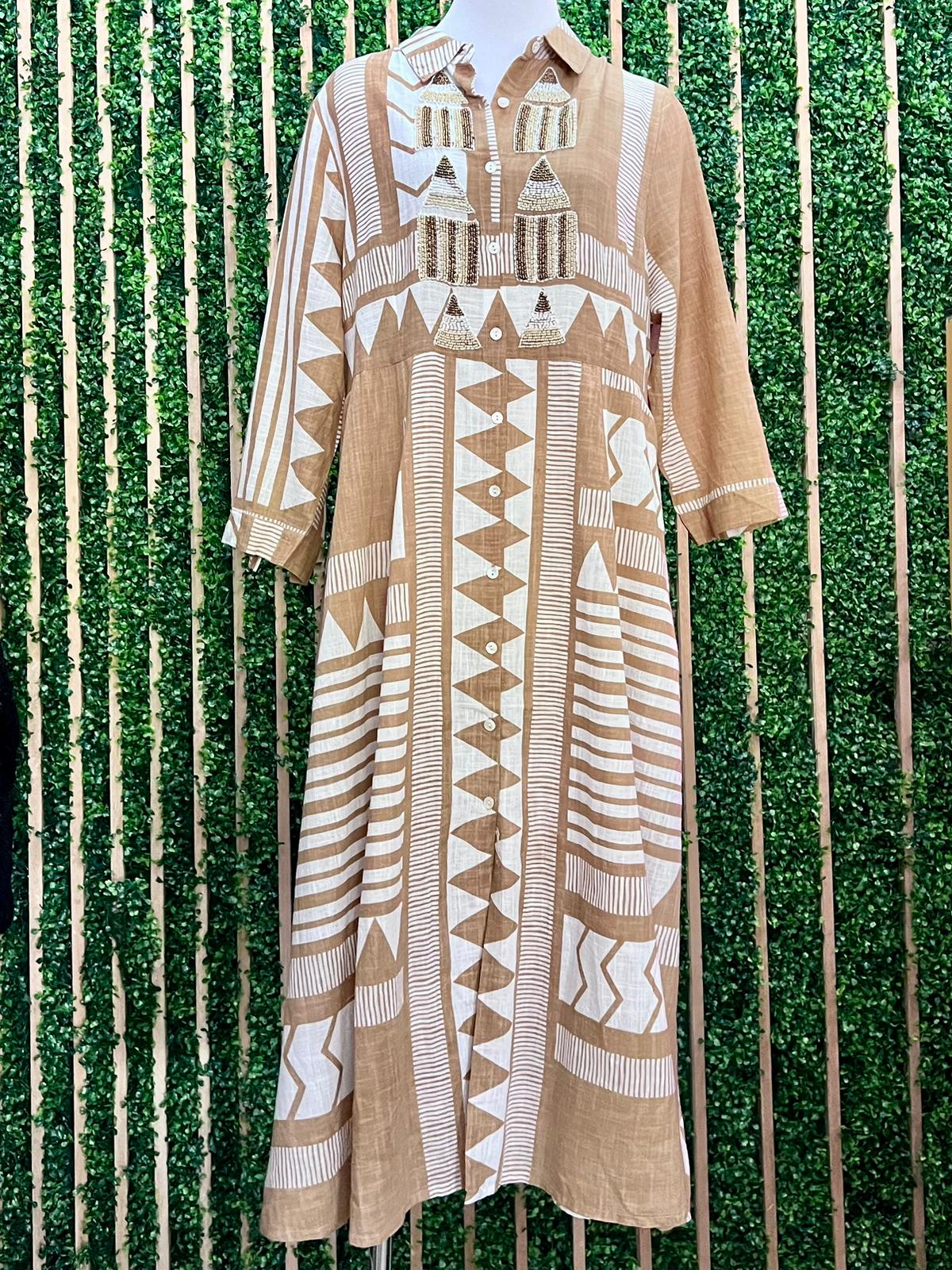 Italy Aztec Print Maxi Dress