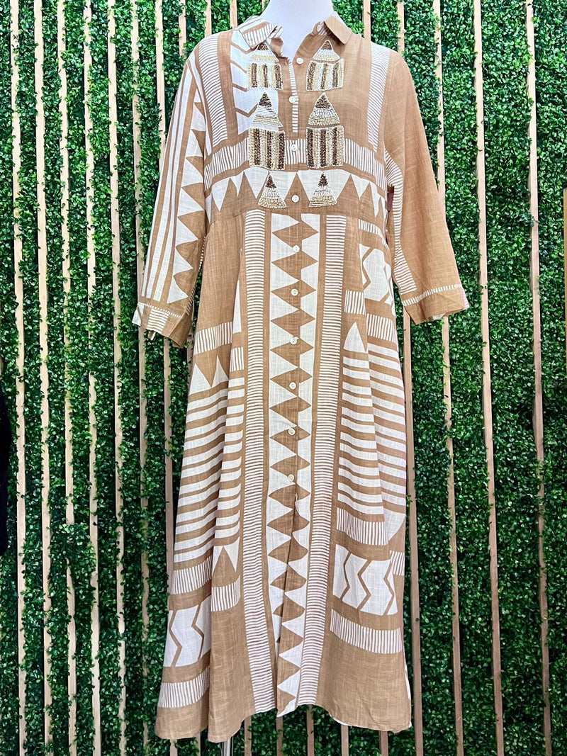 Italy Aztec Print Maxi Dress