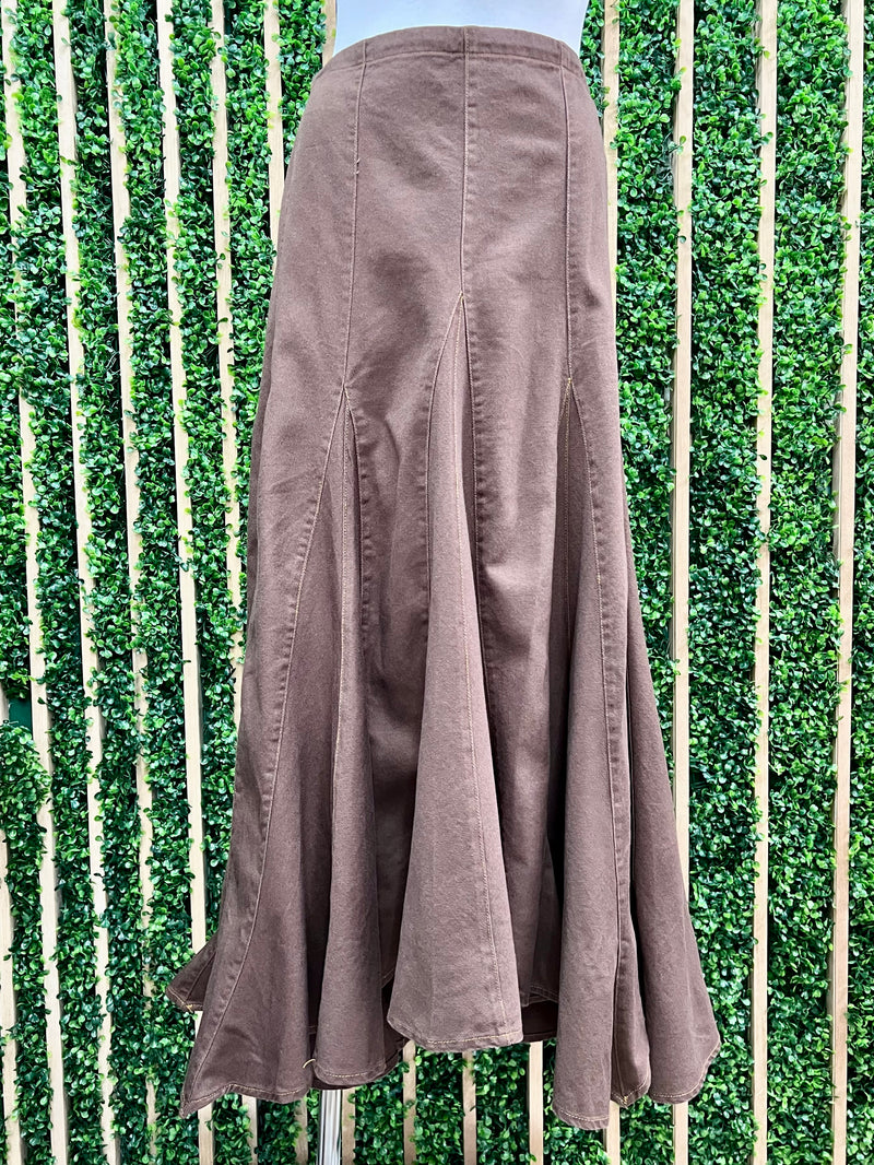 Flared Denim Maxi Skirt
