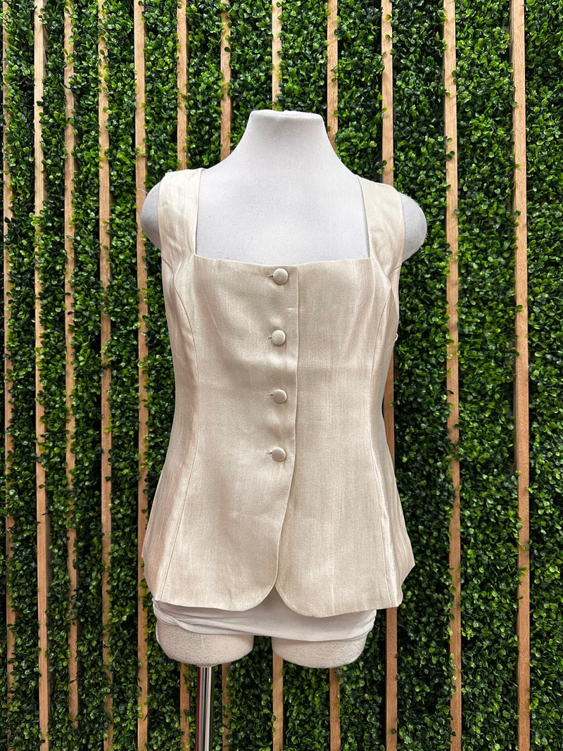 Square Neck Button Down Vest