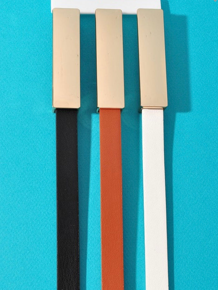 Rectangle Buckle Skinny Belt