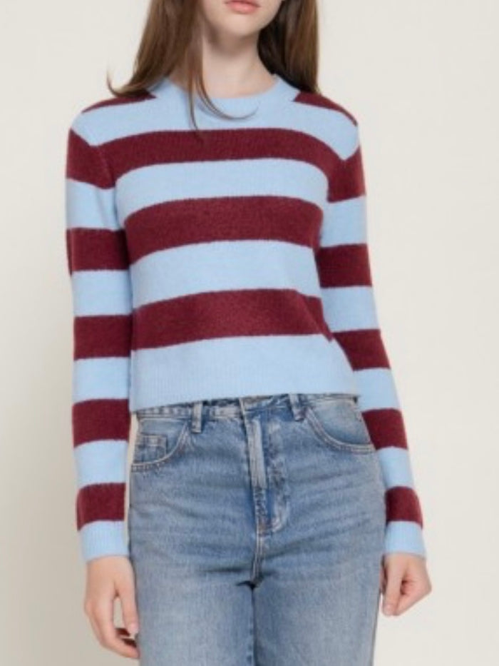 Striped Crewneck Cropped Sweater