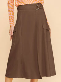 Solid Wrap cargo Midi Skirt