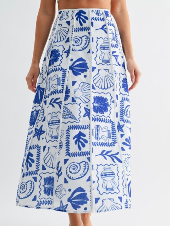Azure Resort Tiles Maxi Skirt