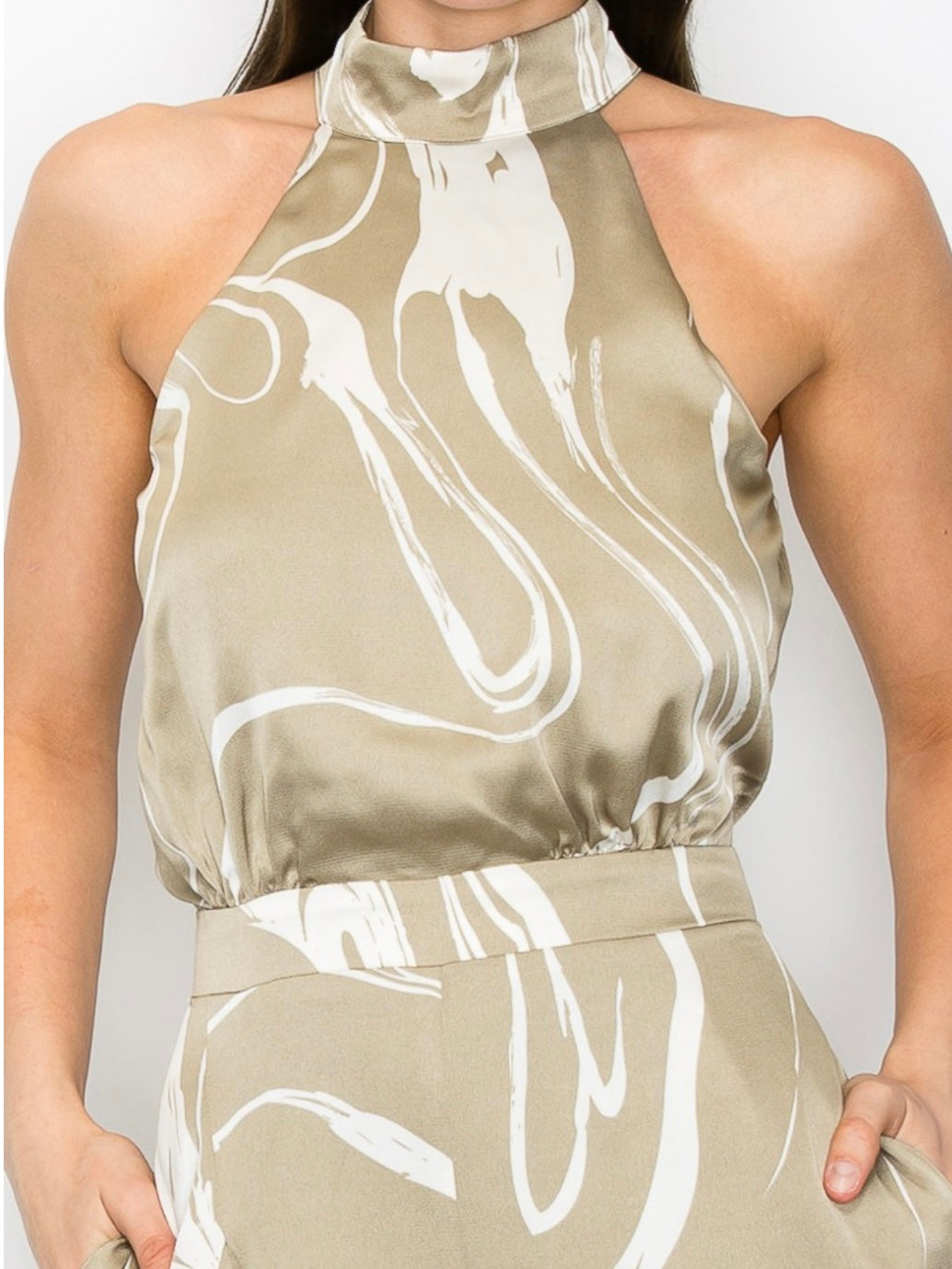 Olive Swirl Print Jumpsuit