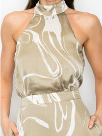 Olive Swirl Print Jumpsuit