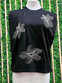 Floral Embroidered Cotton Sleeveless Top