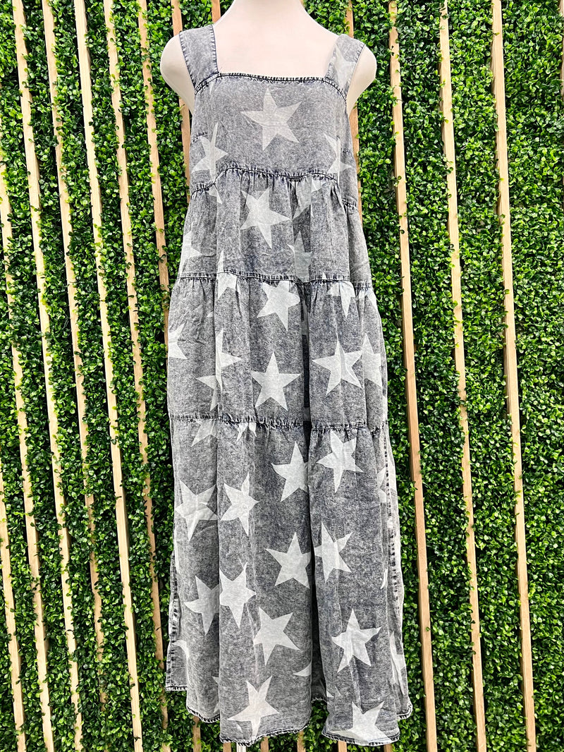 Denim Star Tiered Sleeveless Maxi