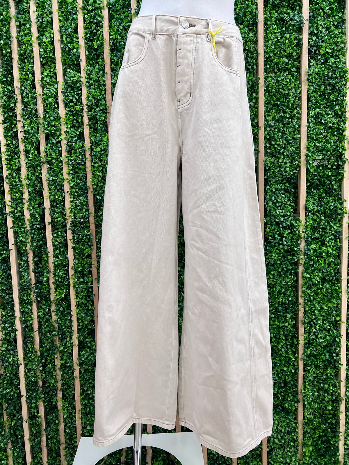Cream Wide Leg Denim Pant