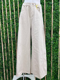 Cream Wide Leg Denim Pant