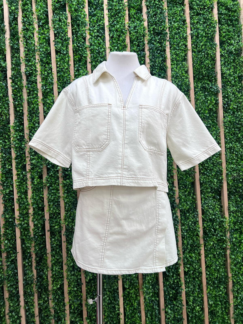 Ecru Stitch Detail Skort