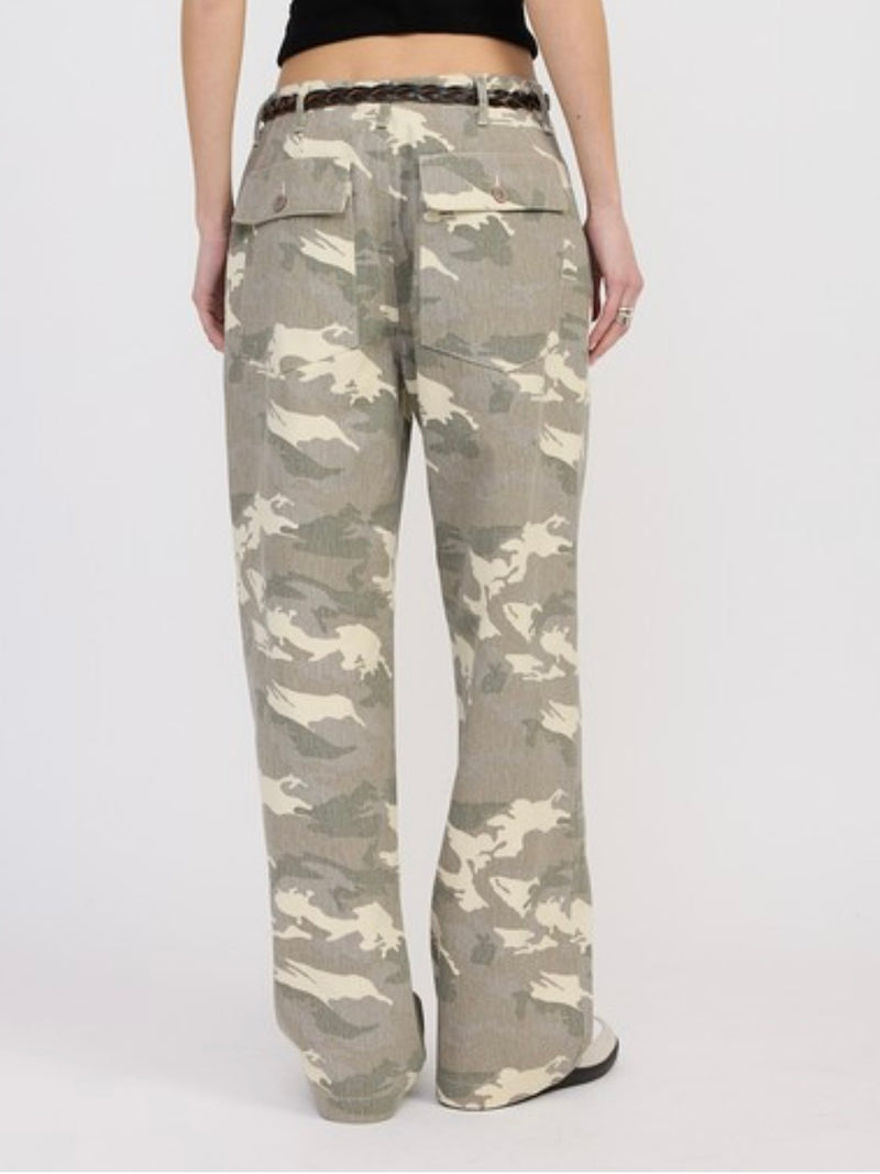 Wide Straight Leg Camo Pants