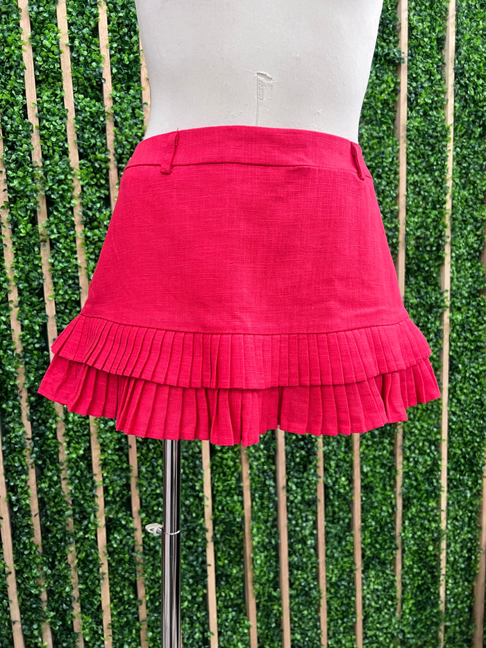 Pleated Ruffle Drop Waist Mini Skort