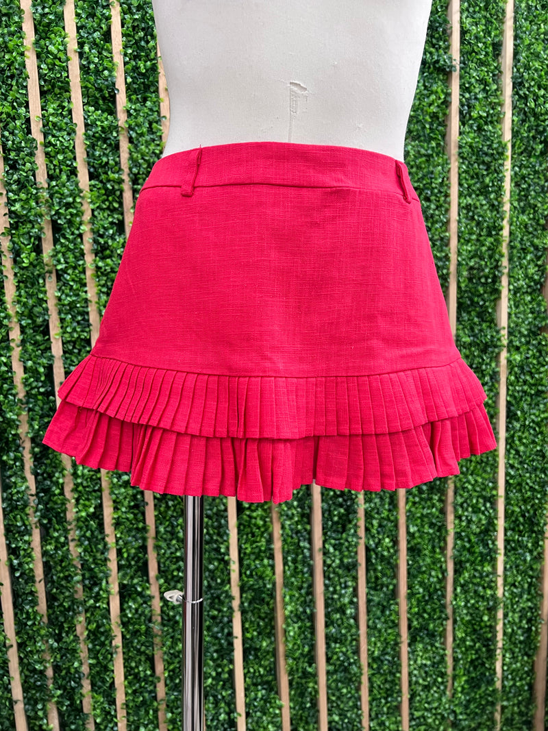 Pleated Ruffle Drop Waist Mini Skort