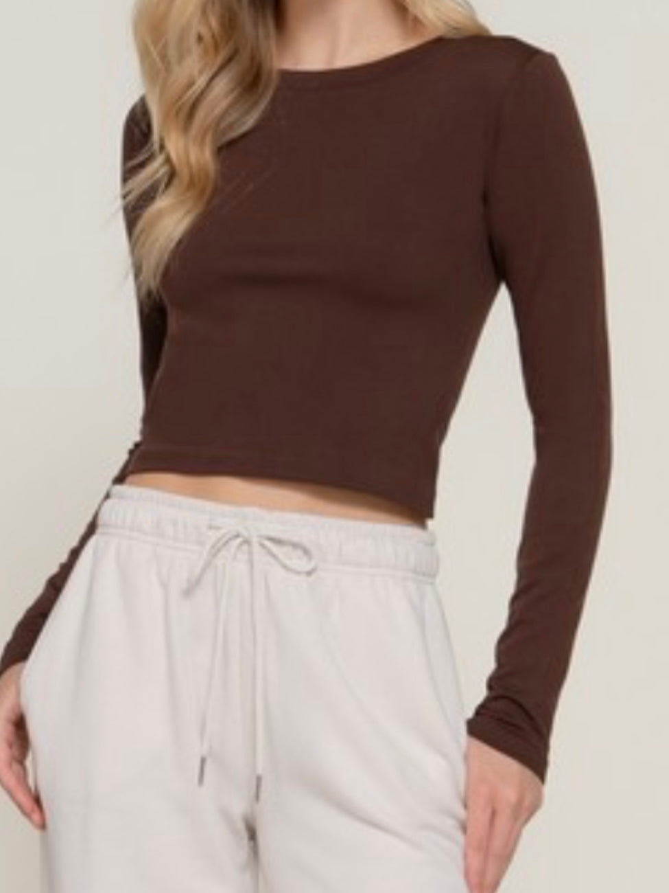 Thermal Long-Sleeve Cropped Top