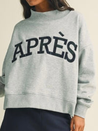 Apres Heather Grey Oversized Mock Neck Sweater