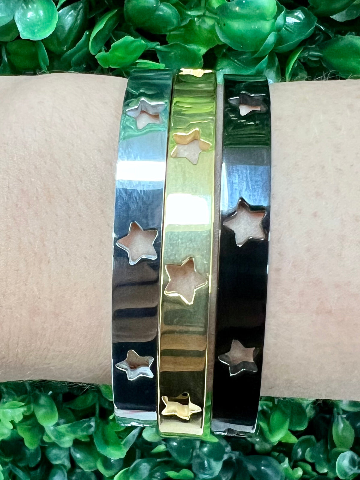Stainless Steel Star Bangle