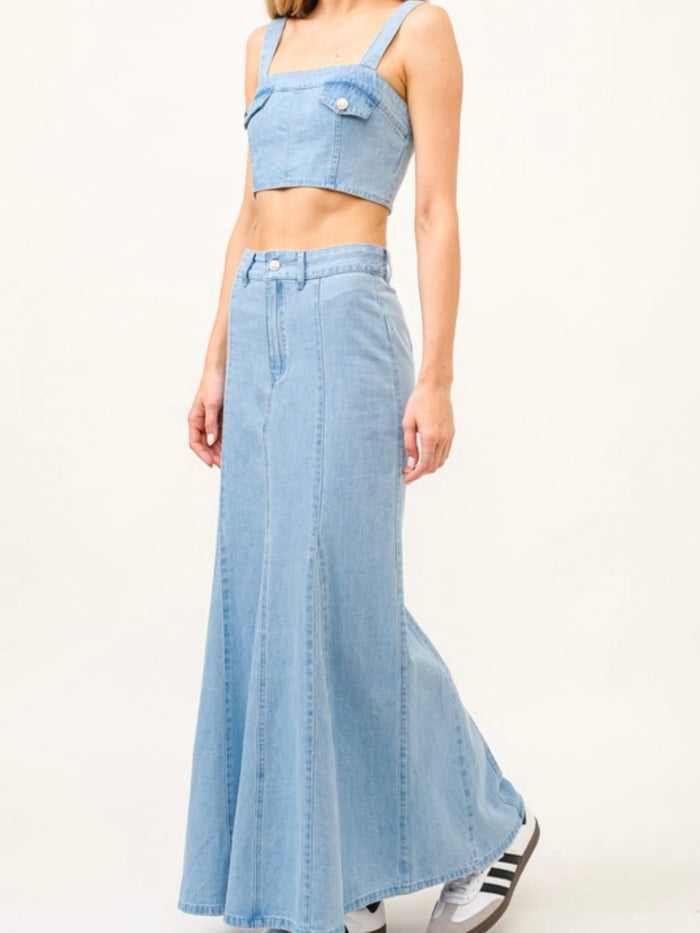 Light Denim Maxi Skirt