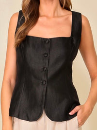 Square Neck Button Down Vest