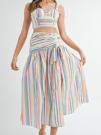 Beautiful Multi Striped Midi Skirt