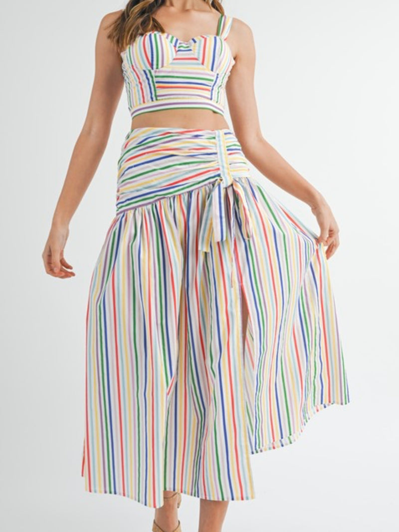 Beautiful Multi Striped Midi Skirt