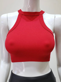 High Neck Ribbed Basic Crop