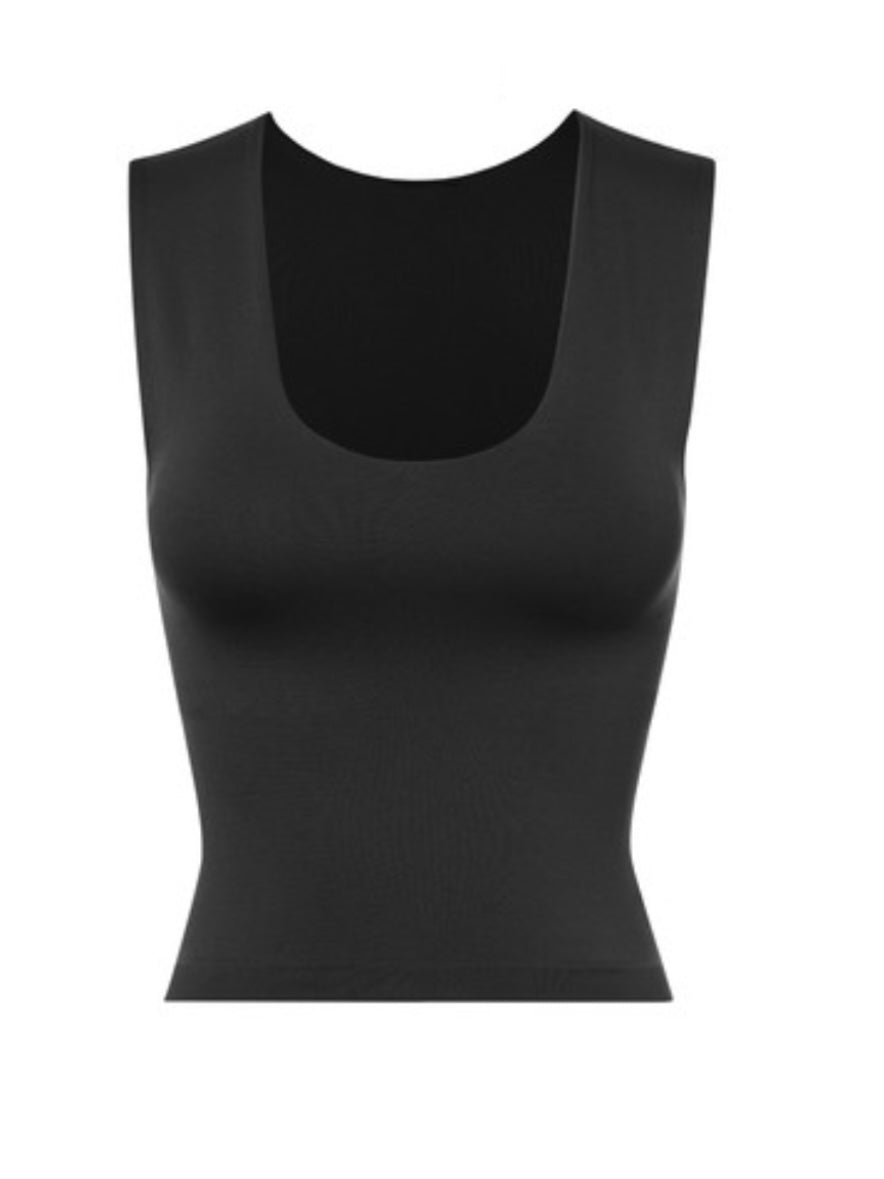 Scoop Neck Wide Shoulder Basic Top